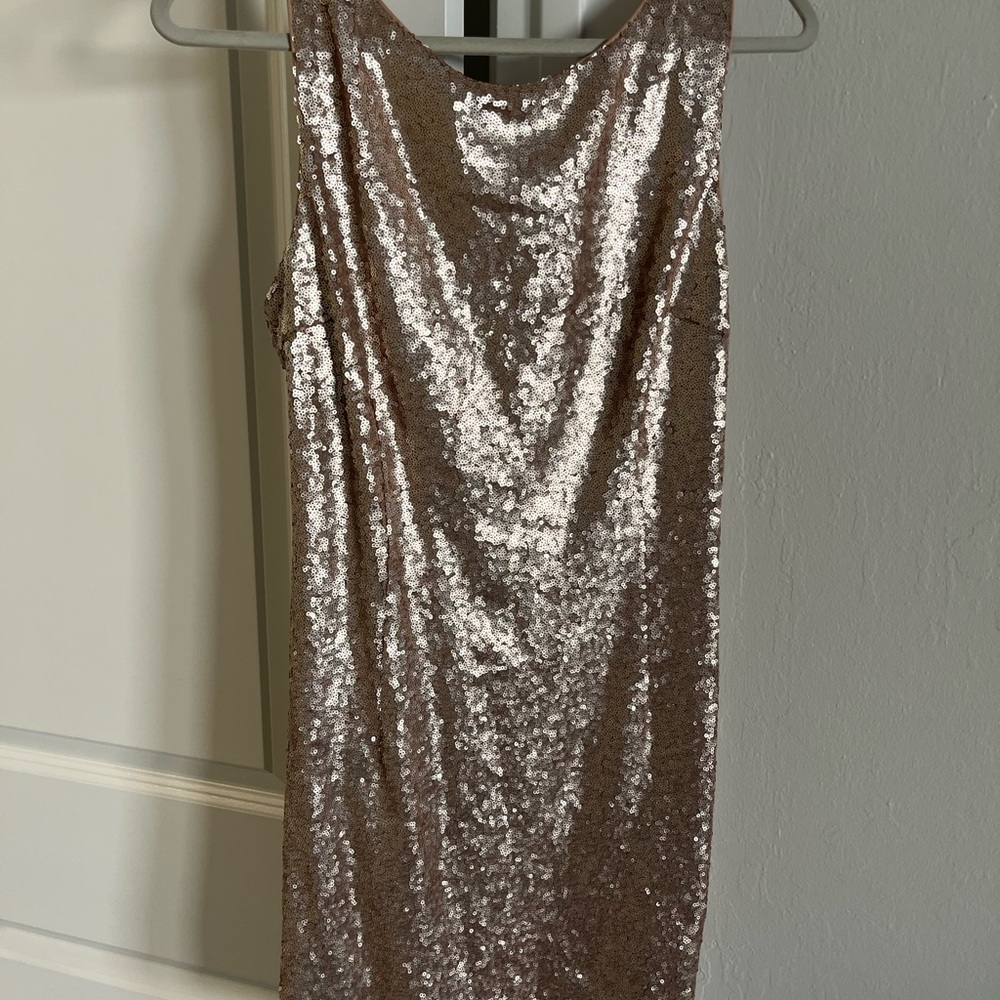 Sequin Sleeveless Dress - Rose Gold